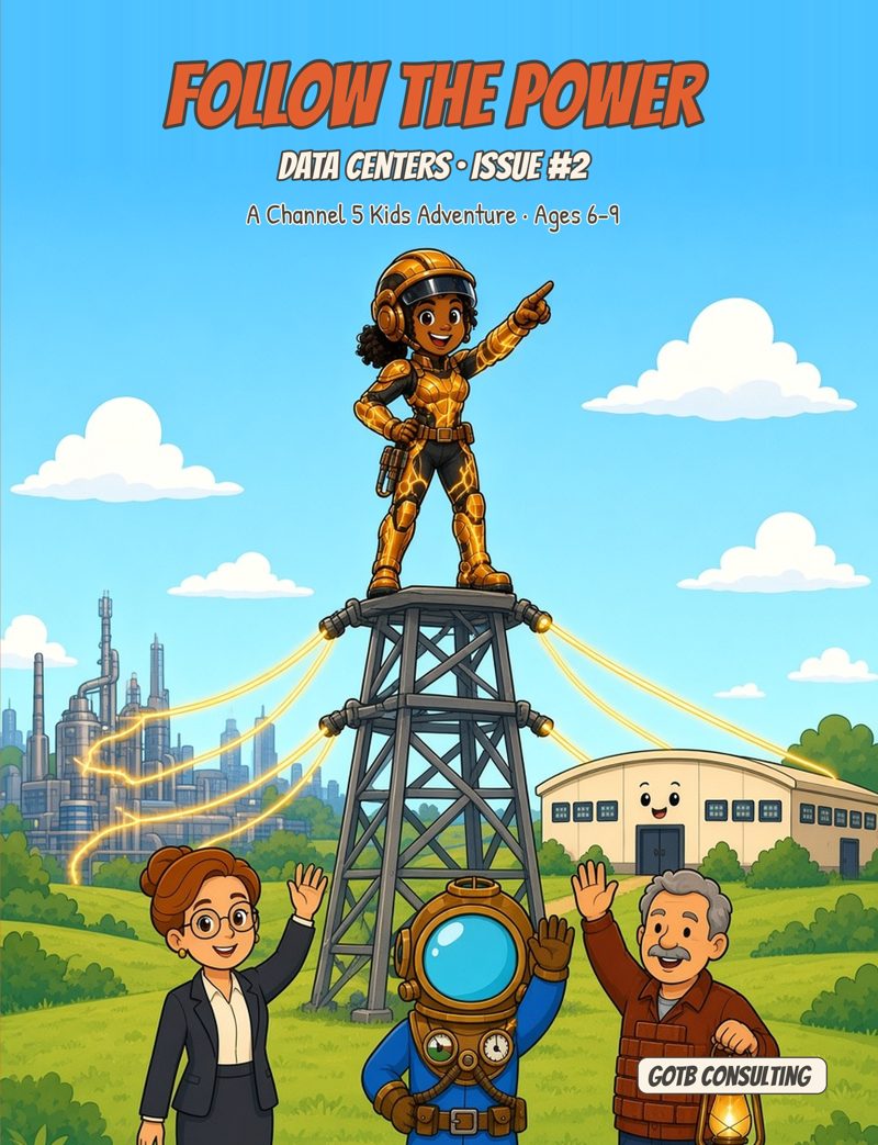 Cover of Data Centers series issue 2, Follow the Power (Kids edition)