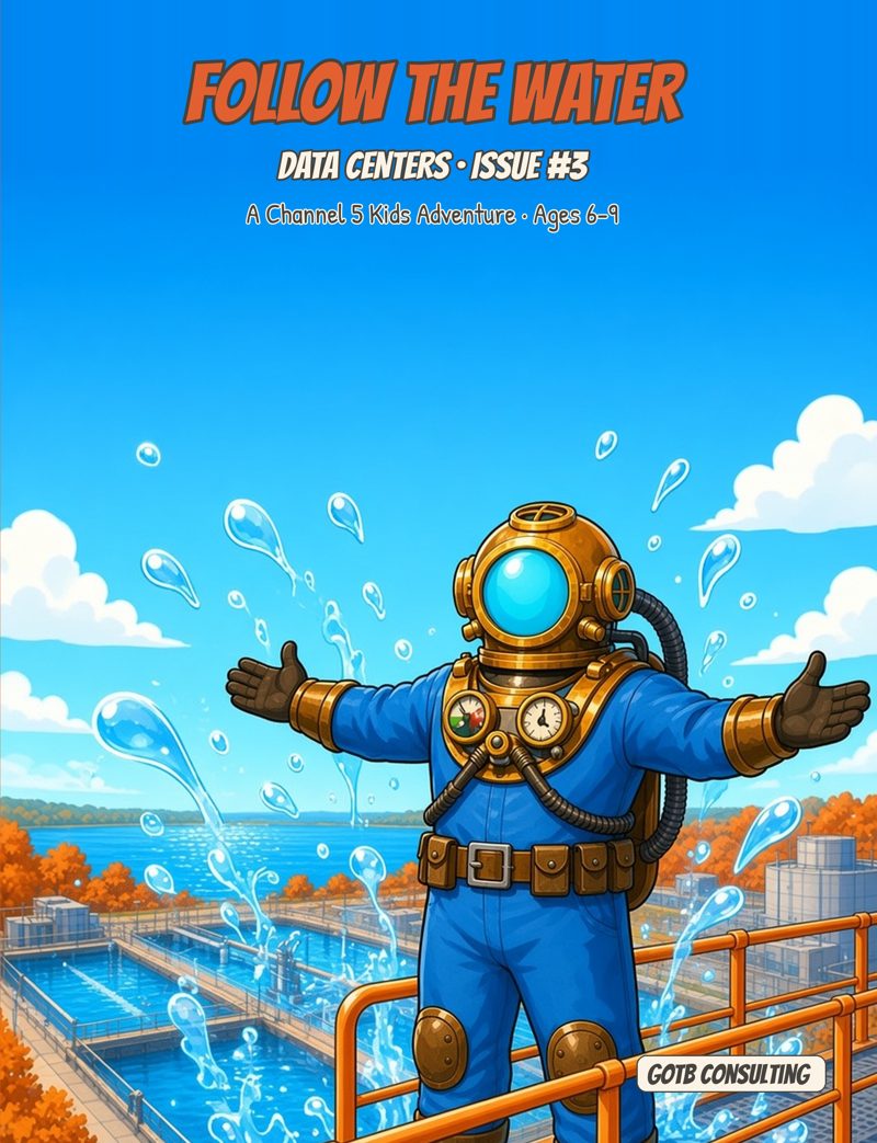 Cover of Data Centers series issue 3, Follow the Water (Kids edition)