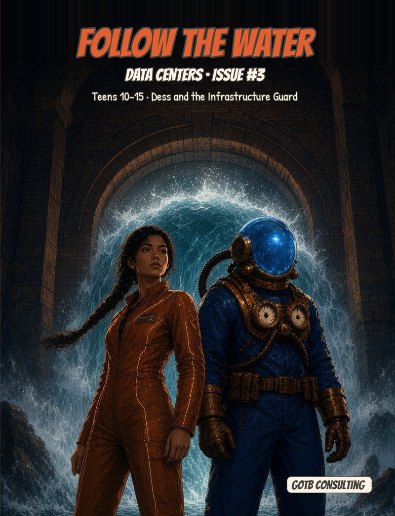 Cover of Data Centers series issue 3, Follow the Water (Teen edition)
