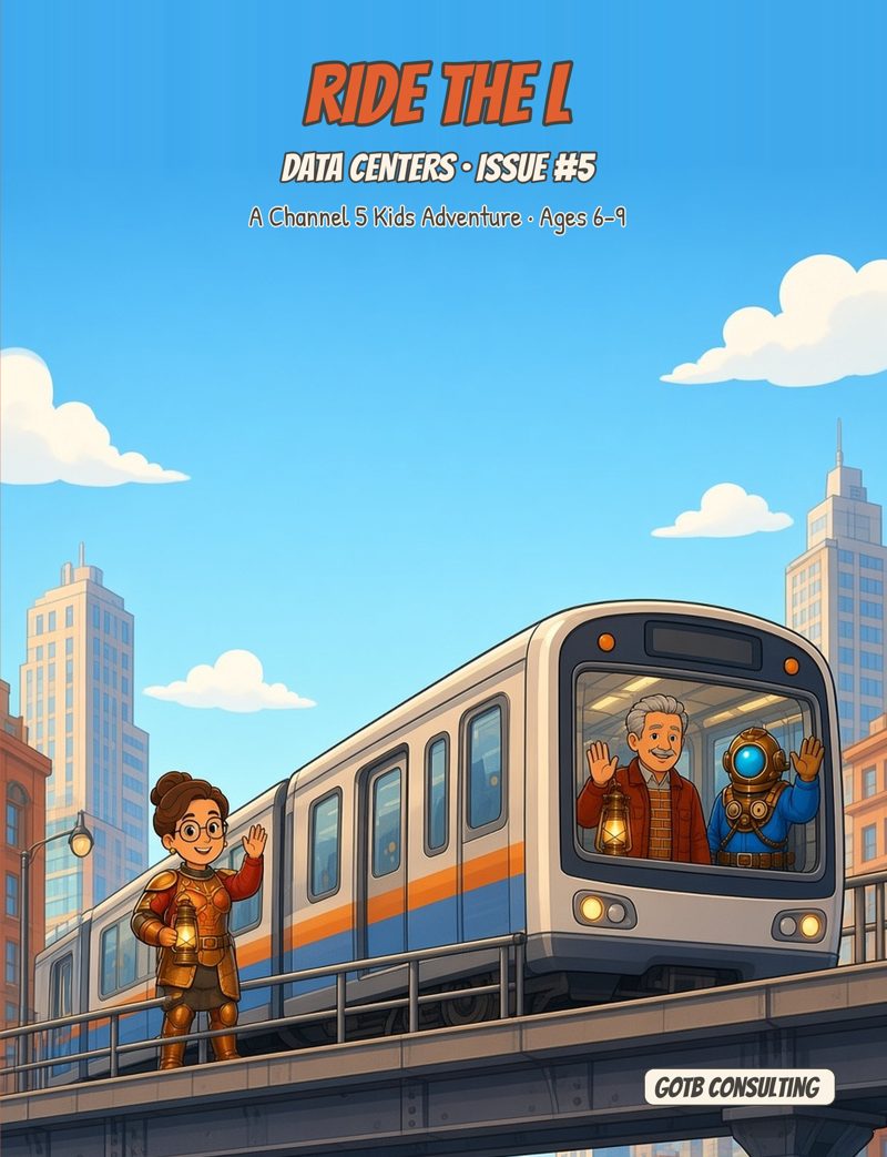 Cover of Data Centers series issue 5, Ride the L (Kids edition)