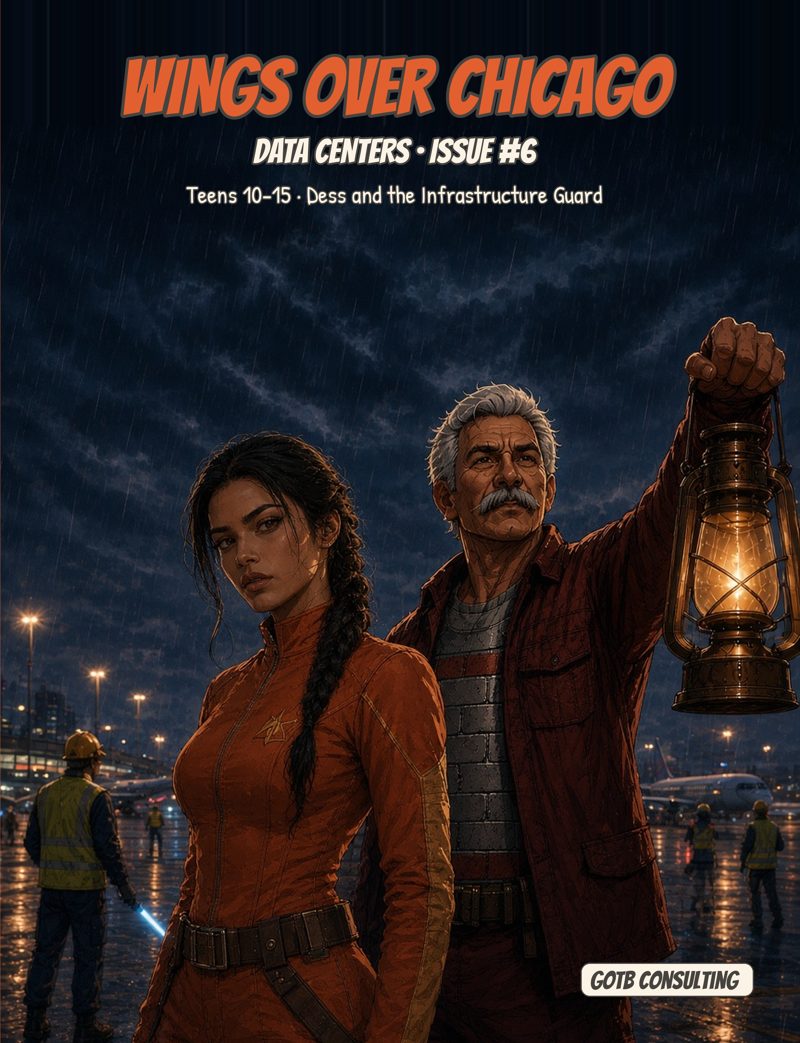 Cover of Data Centers series issue 6, Wings Over Chicago (Teen edition)