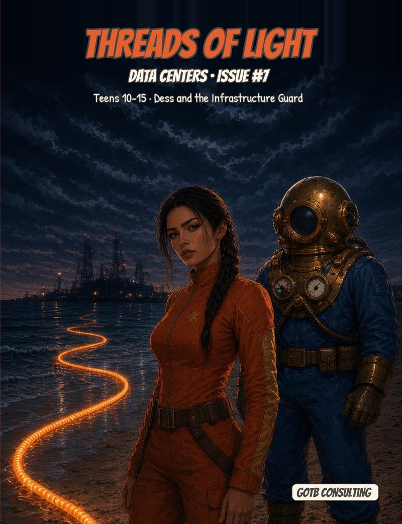 Cover of Data Centers series issue 7, Threads of Light (Teen edition)