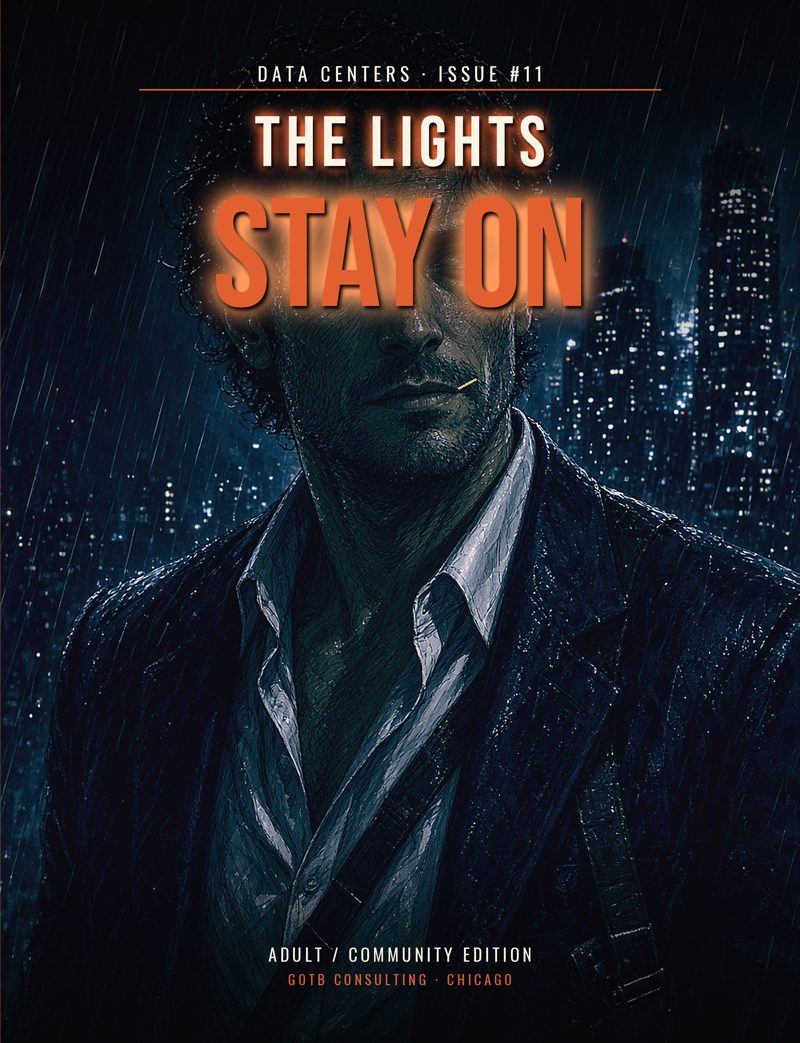 Cover of Data Centers series issue 11, The Lights Stay On (Adult edition)