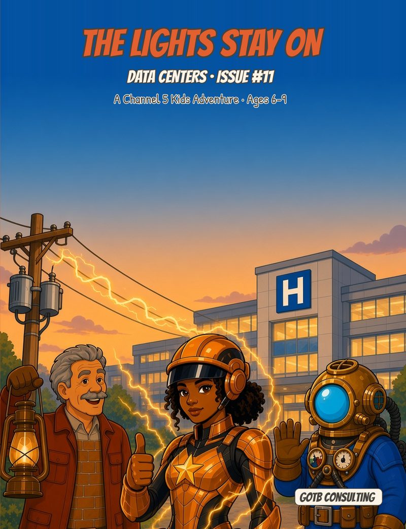 Cover of Data Centers series issue 11, The Lights Stay On (Kids edition)
