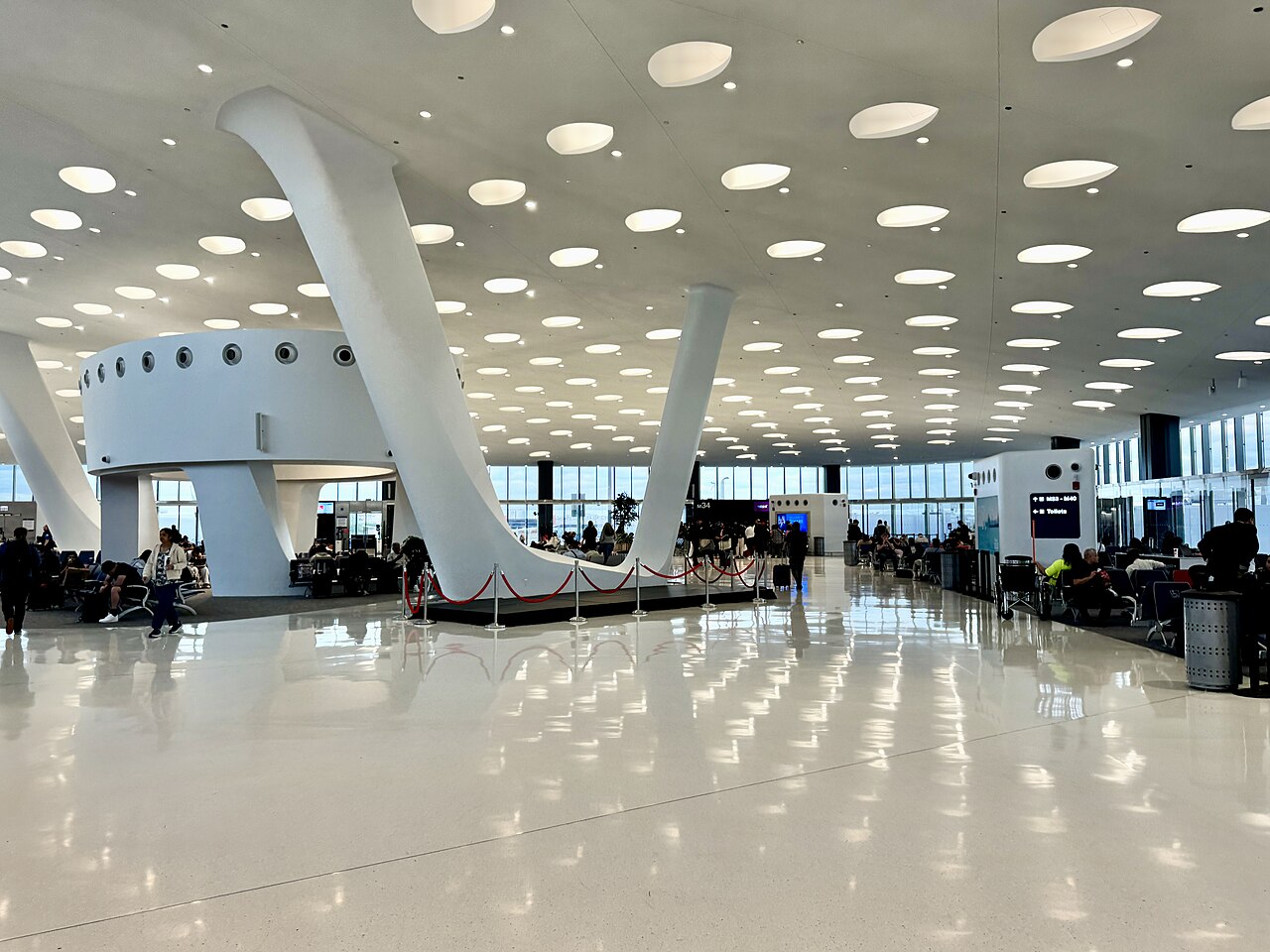 A bright airport terminal hall